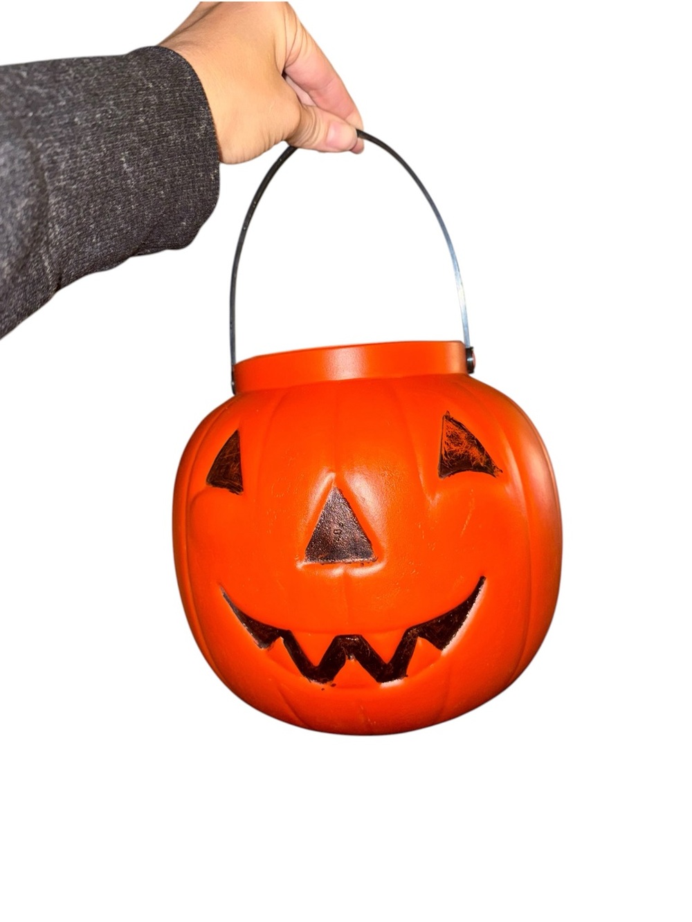 Vintage blow mold Orange Jack-O'-Lantern Candy Bucket